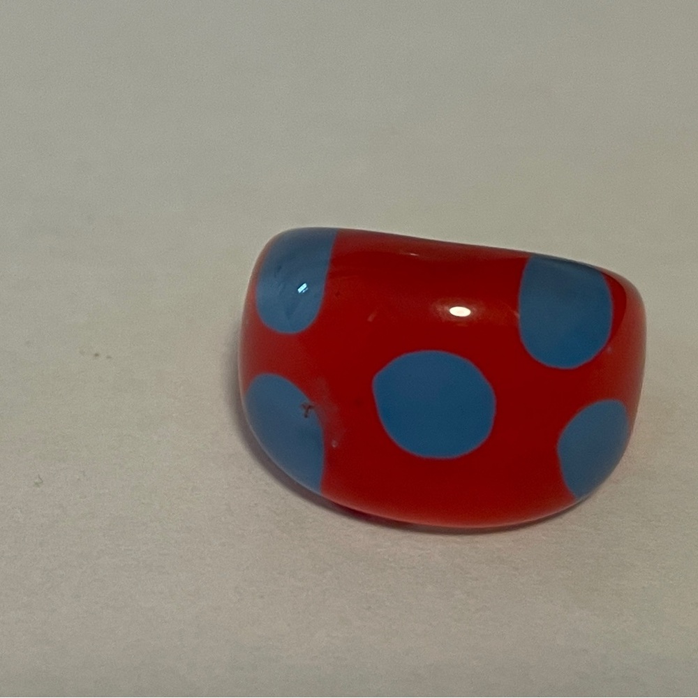 Red and Blue Polka Dot Ring